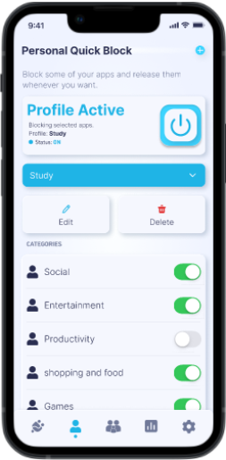 Active profile using Personal Quick Block